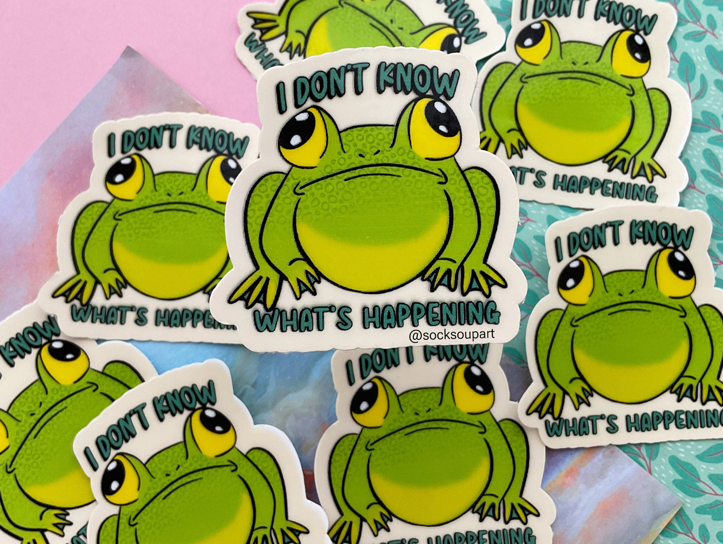 Confused frog sticker