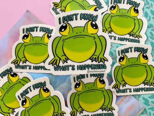 Confused frog sticker