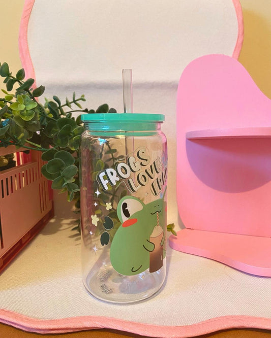 frogs love frappes acrylic tumbler
