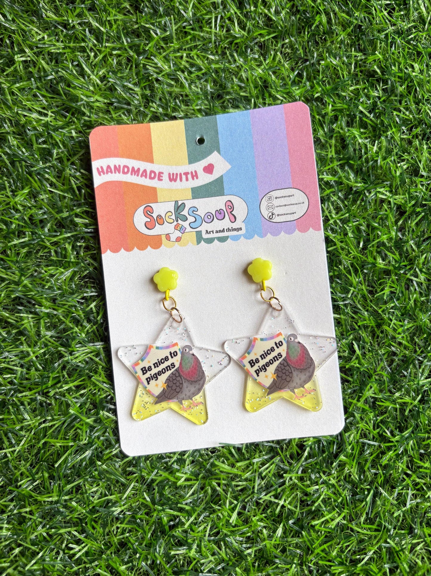 Be Nice to Pigeons Acrylic Drop Earrings