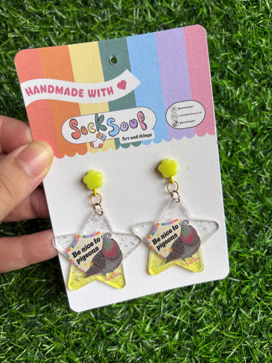 Be Nice to Pigeons Acrylic Drop Earrings