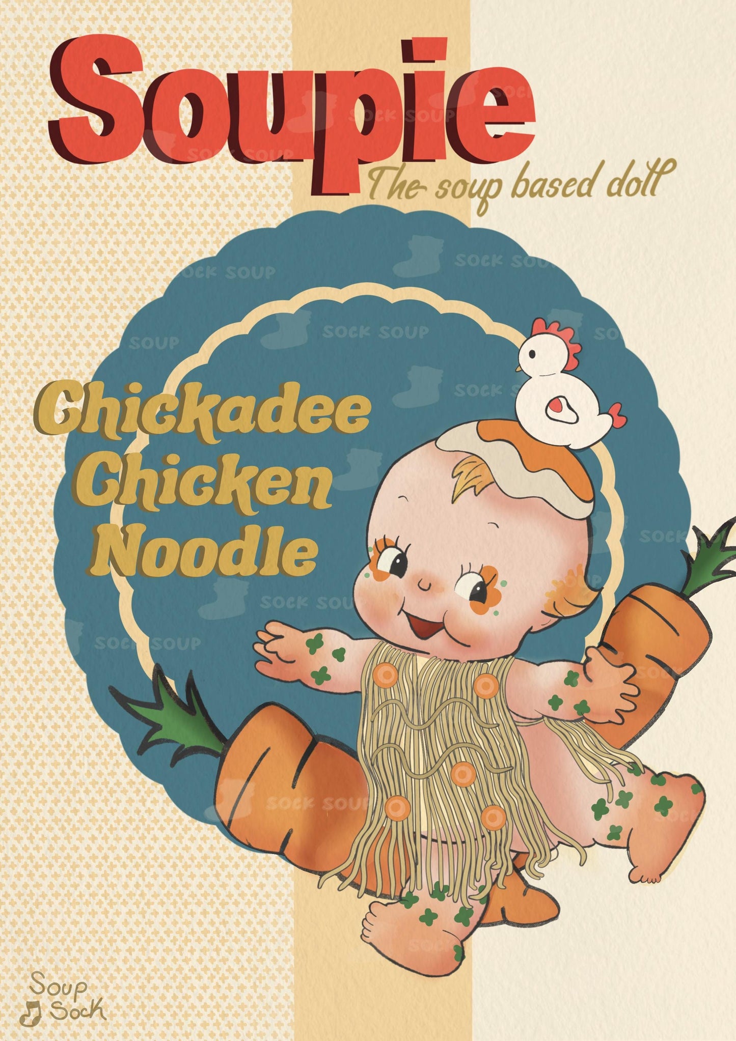 Soupie doll: Chick a Dee chicken noodle A4 print