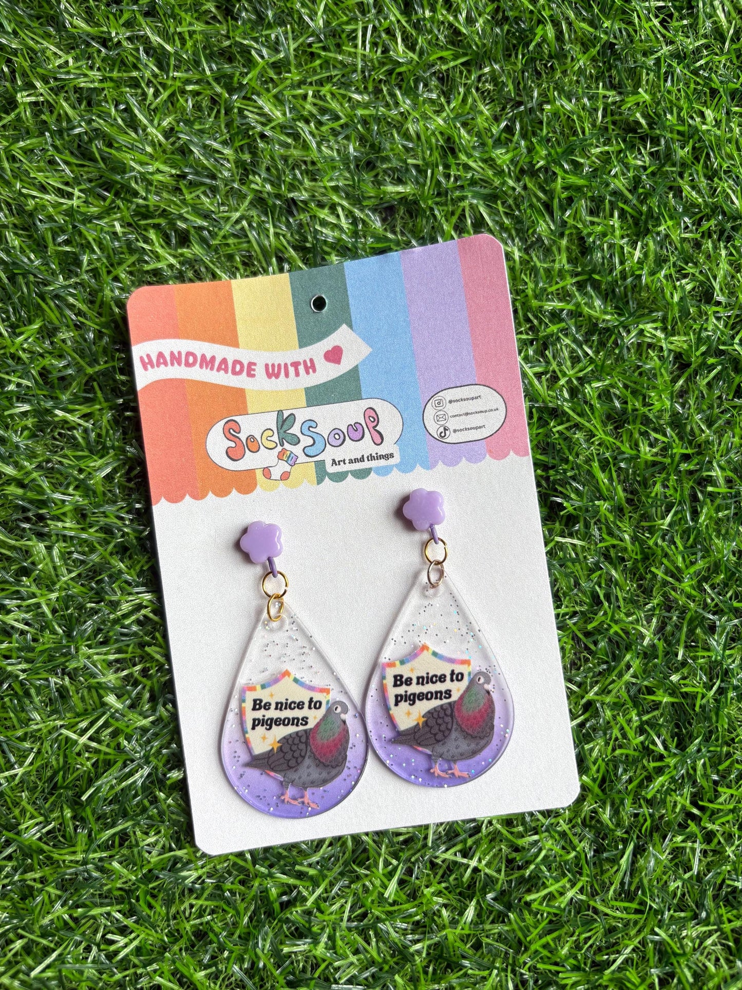 Be Nice to Pigeons Acrylic Drop Earrings