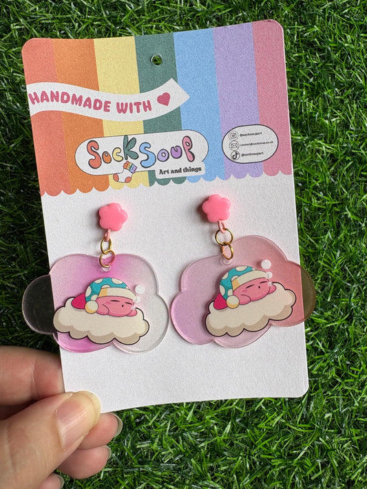 Sleeping Kirby Acrylic Drop Earrings