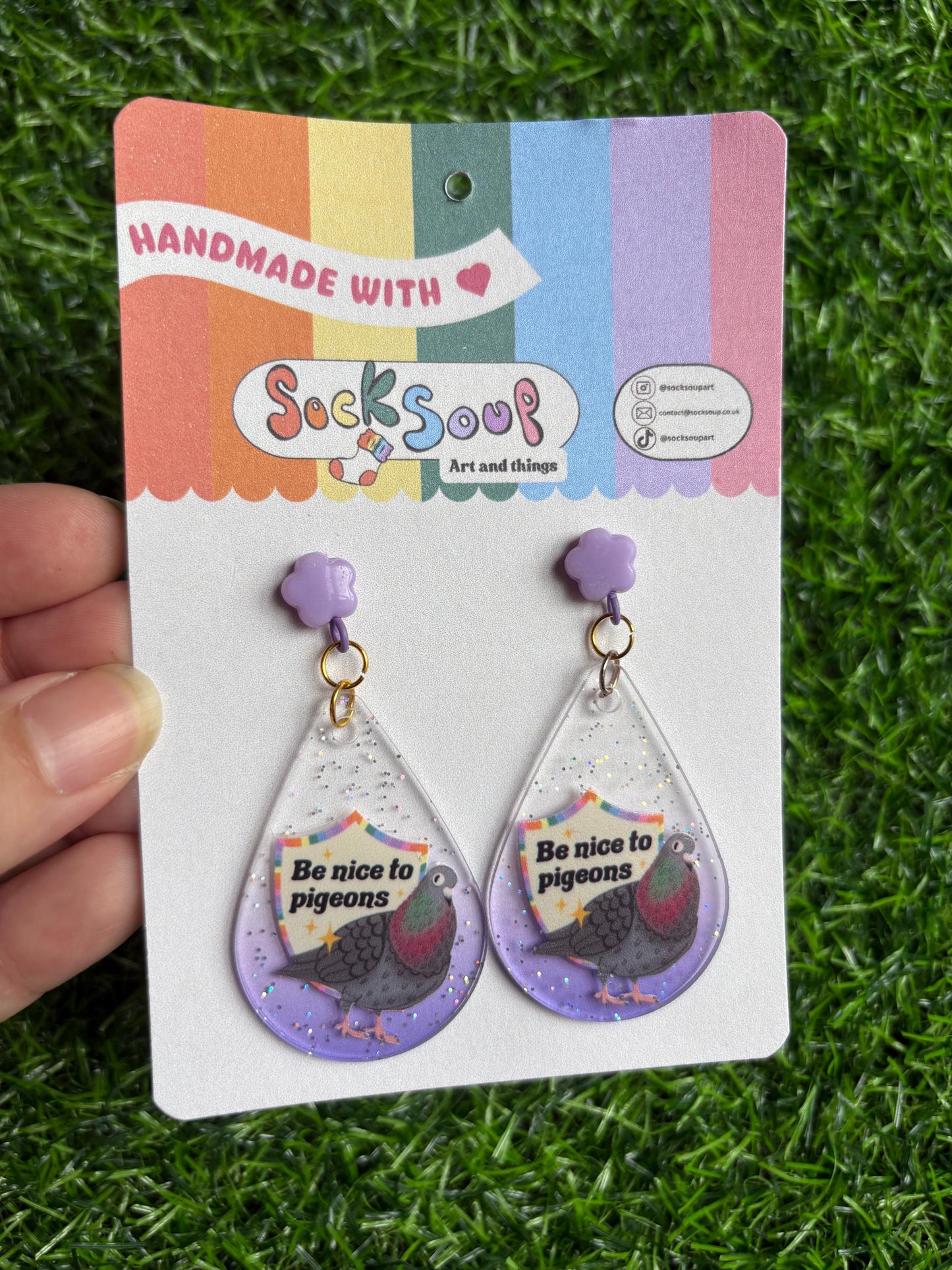Be Nice to Pigeons Acrylic Drop Earrings