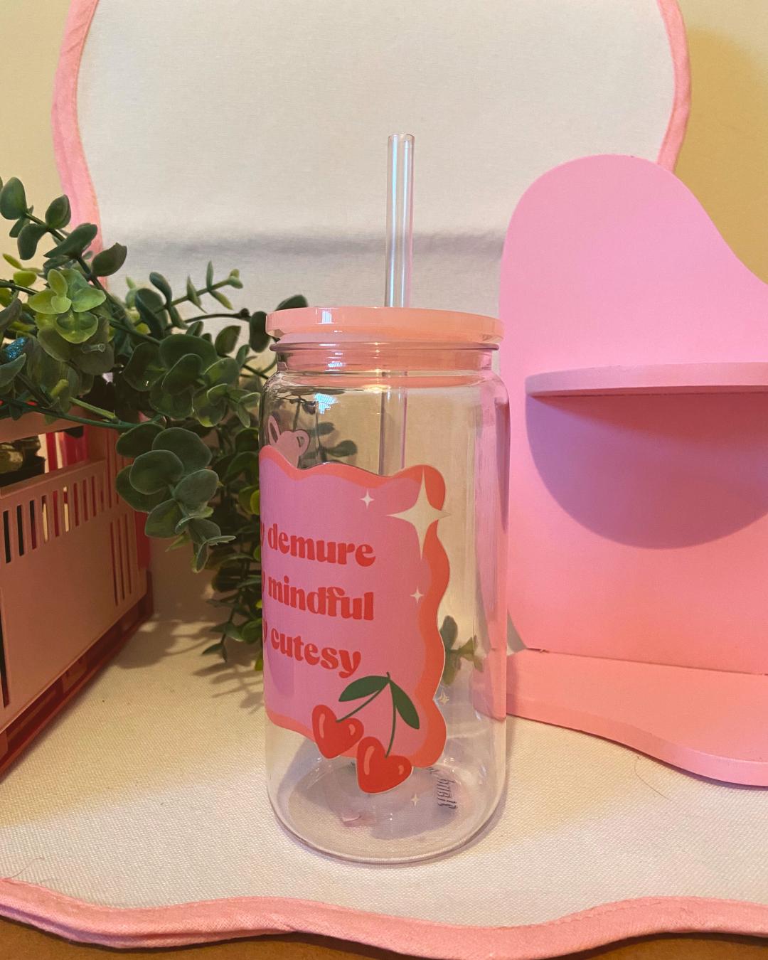 very demure, very mindful, very cutesy acrylic tumbler