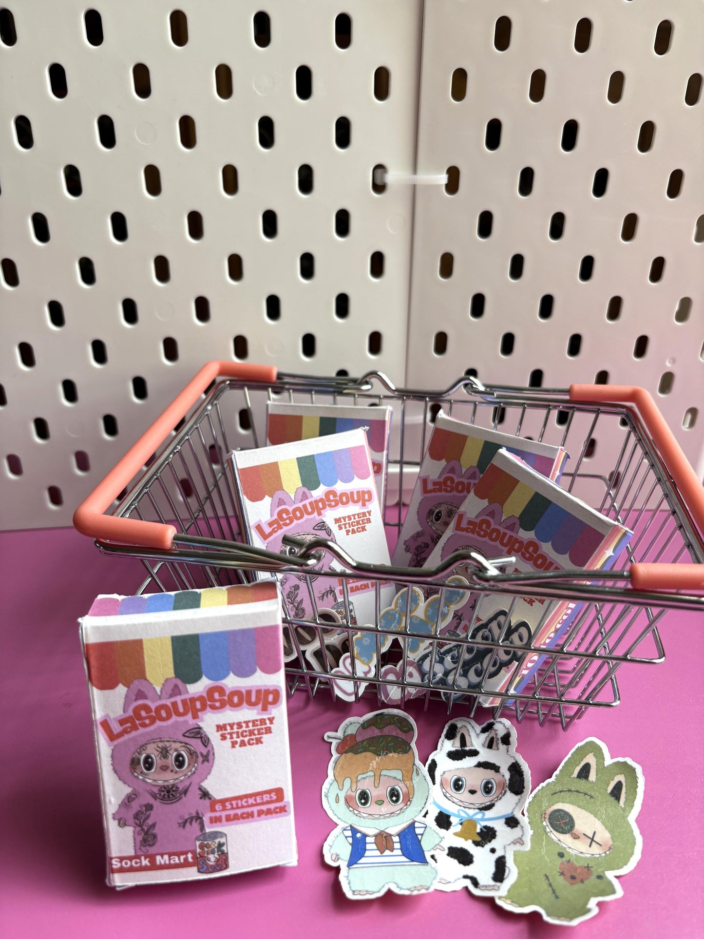 LaSoupSoup mystery sticker box, (Labubu parody stickers), collectable, funny trending gift, handmade stickers