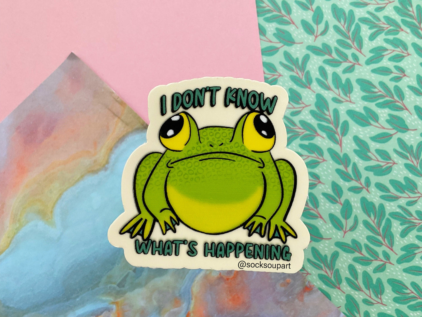 Confused frog sticker