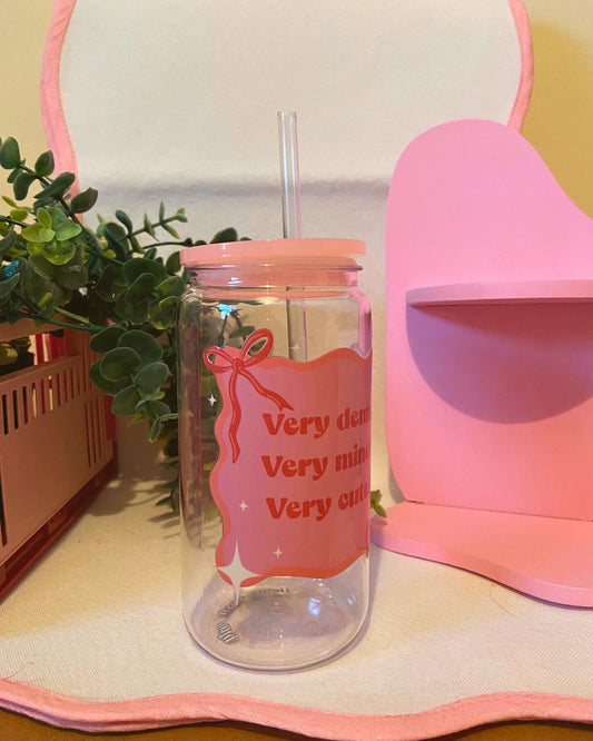 very demure, very mindful, very cutesy acrylic tumbler
