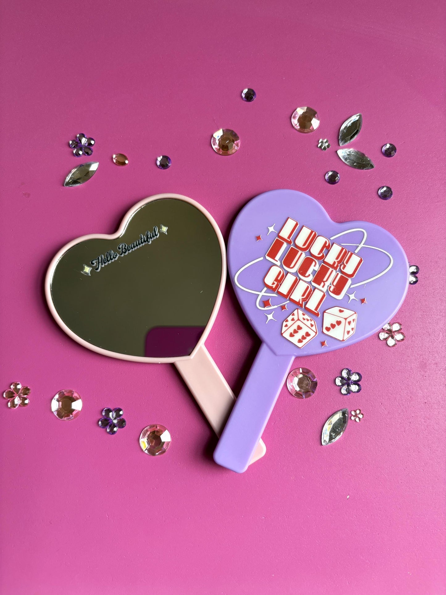Lucky Lucky Girl Heart-Shaped Mini Hand Mirror