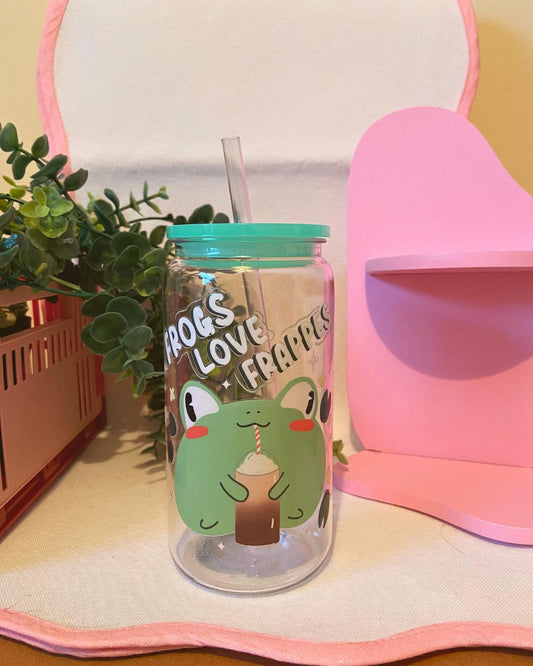 frogs love frappes acrylic tumbler