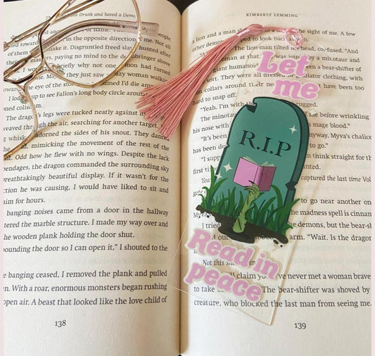 Read in peace acrylic bookmark