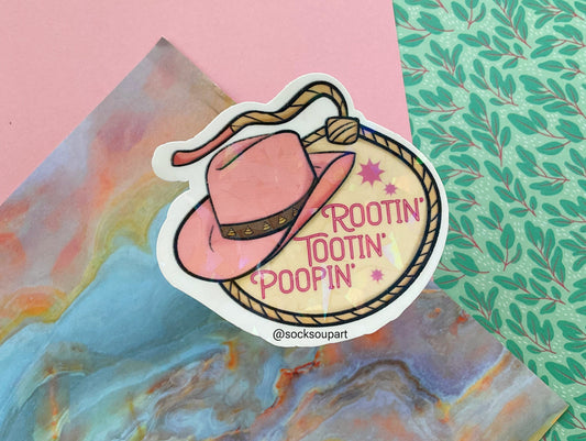 Rootin tootin poopin cowgirl shiny sticker