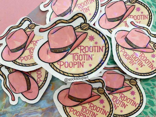 Rootin tootin poopin cowgirl shiny sticker