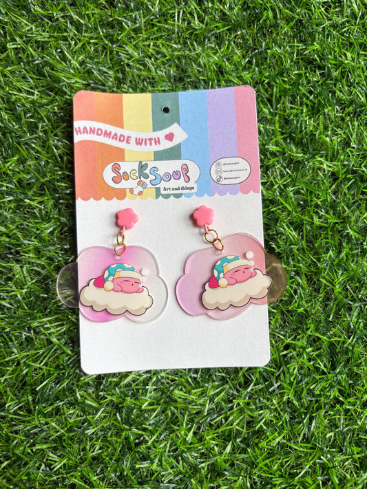 Sleeping Kirby Acrylic Drop Earrings