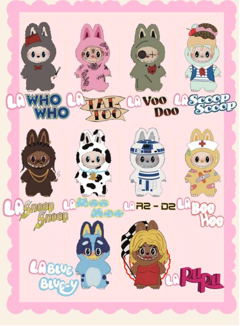 LaSoupSoup mystery sticker box, (Labubu parody stickers), collectable, funny trending gift, handmade  stickers