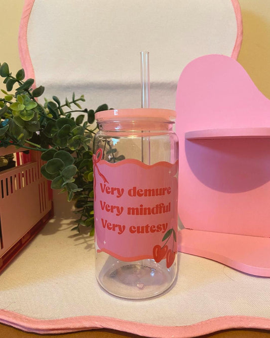 very demure, very mindful, very cutesy acrylic tumbler
