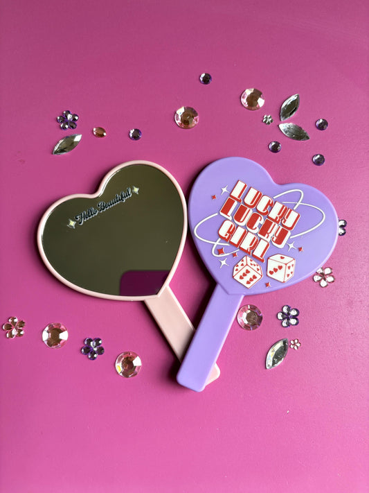 Lucky Lucky Girl Heart-Shaped Mini Hand Mirror